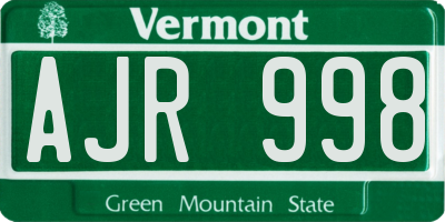 VT license plate AJR998