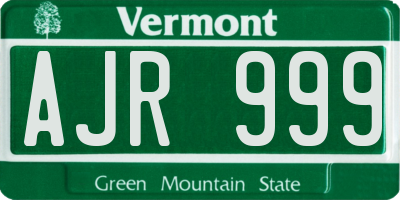 VT license plate AJR999