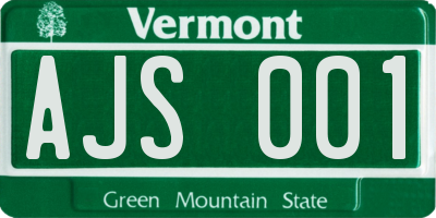 VT license plate AJS001