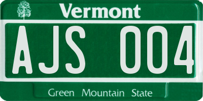 VT license plate AJS004