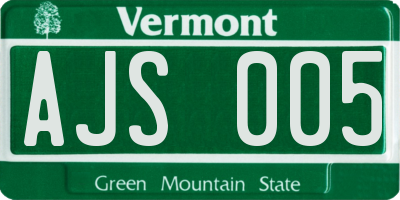 VT license plate AJS005