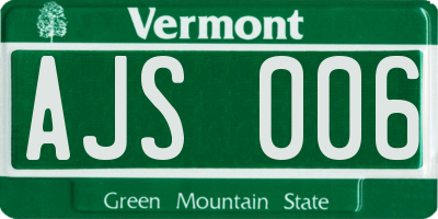 VT license plate AJS006