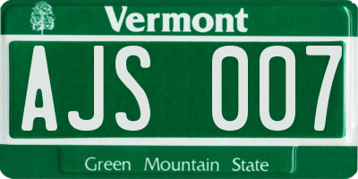 VT license plate AJS007