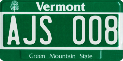 VT license plate AJS008