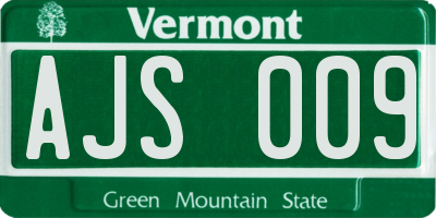 VT license plate AJS009