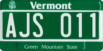 VT license plate AJS011