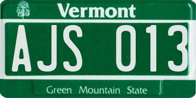 VT license plate AJS013