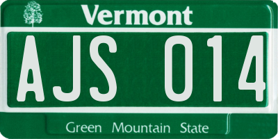 VT license plate AJS014