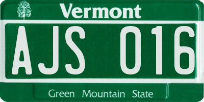 VT license plate AJS016