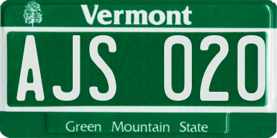 VT license plate AJS020