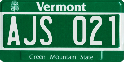 VT license plate AJS021