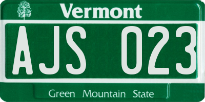VT license plate AJS023