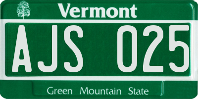 VT license plate AJS025