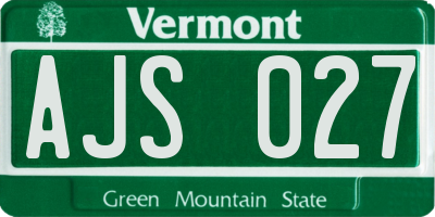 VT license plate AJS027
