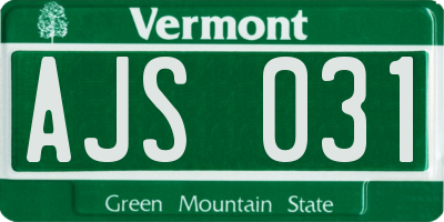 VT license plate AJS031