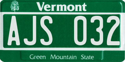 VT license plate AJS032