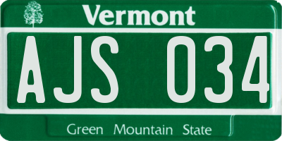 VT license plate AJS034