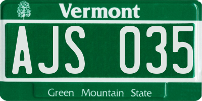 VT license plate AJS035