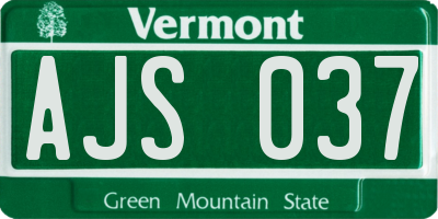 VT license plate AJS037