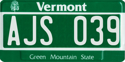 VT license plate AJS039
