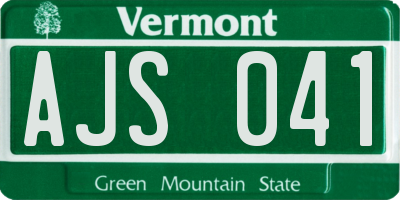 VT license plate AJS041