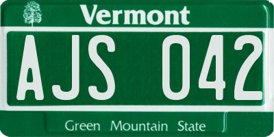 VT license plate AJS042