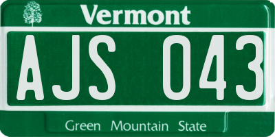 VT license plate AJS043