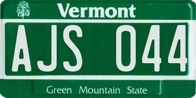 VT license plate AJS044