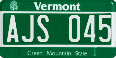 VT license plate AJS045
