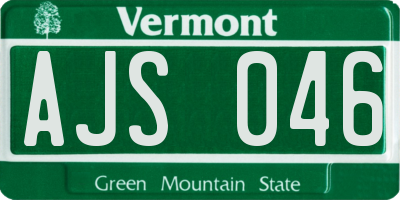 VT license plate AJS046