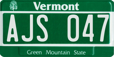 VT license plate AJS047
