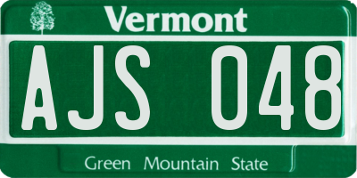 VT license plate AJS048