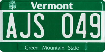 VT license plate AJS049