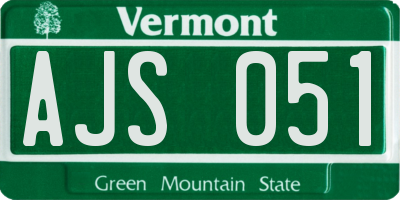VT license plate AJS051