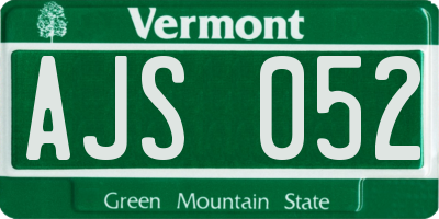 VT license plate AJS052