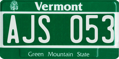 VT license plate AJS053