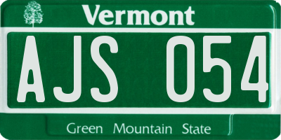 VT license plate AJS054