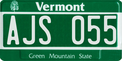 VT license plate AJS055