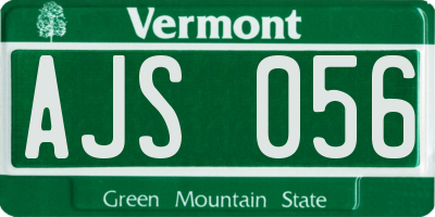 VT license plate AJS056