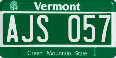 VT license plate AJS057