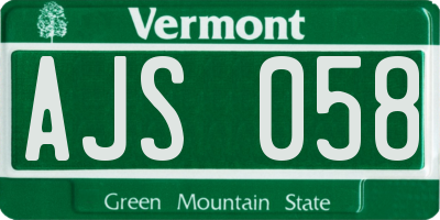 VT license plate AJS058
