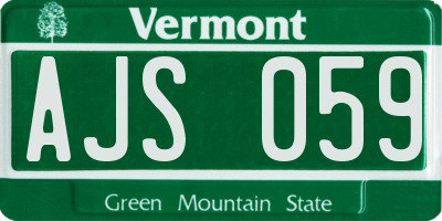 VT license plate AJS059