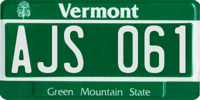 VT license plate AJS061