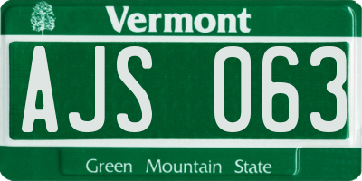 VT license plate AJS063