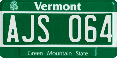 VT license plate AJS064
