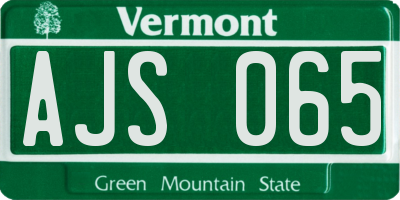 VT license plate AJS065
