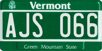 VT license plate AJS066