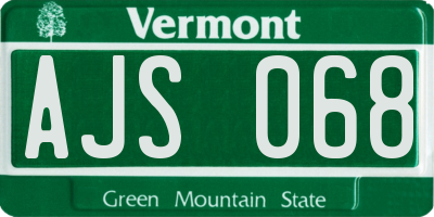 VT license plate AJS068