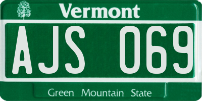 VT license plate AJS069