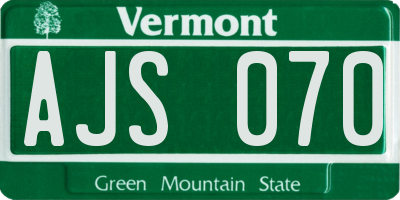 VT license plate AJS070